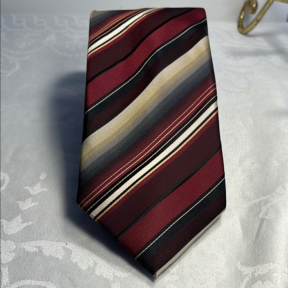 Alexander Julian Red and Black Striped Tie